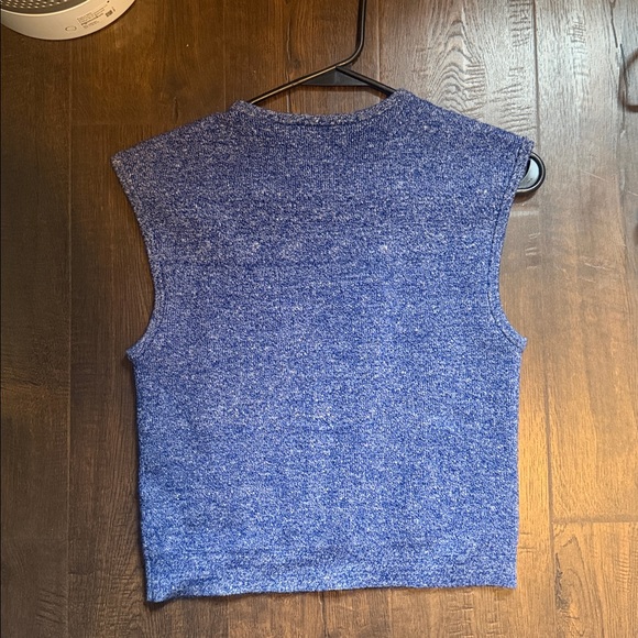 J. Crew Blue Heathered Knit Sleeveless Top with Gold Buttons - Picture 4 of 4